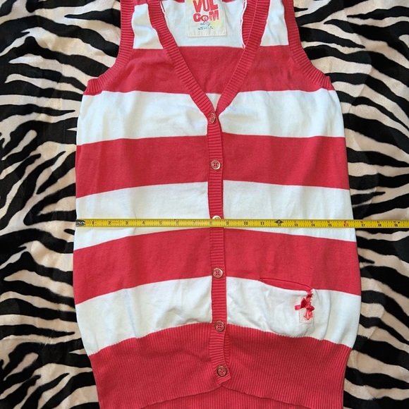 Volcom "Esta Bien" Sweater Vest - Coral/White Stripes Y2K/Skate/Surf Junior's XL - Picture 11 of 16